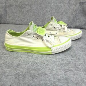 Converse Chuck Taylor All Star Low Top White Neon Lime Green Double Tongue 7W